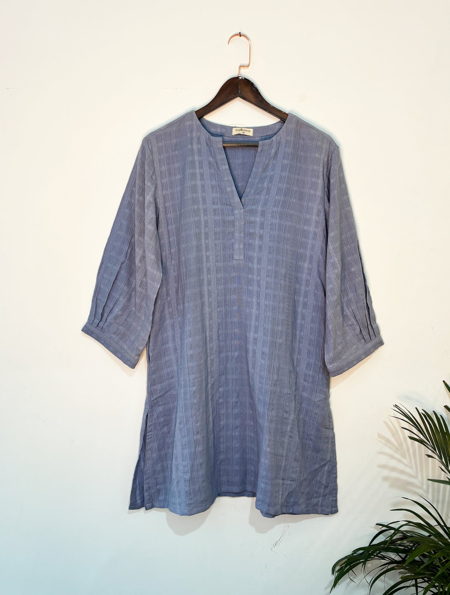 trueBrowns Light Blue Gauze Dobby Co-ord Set - Swadesiicart