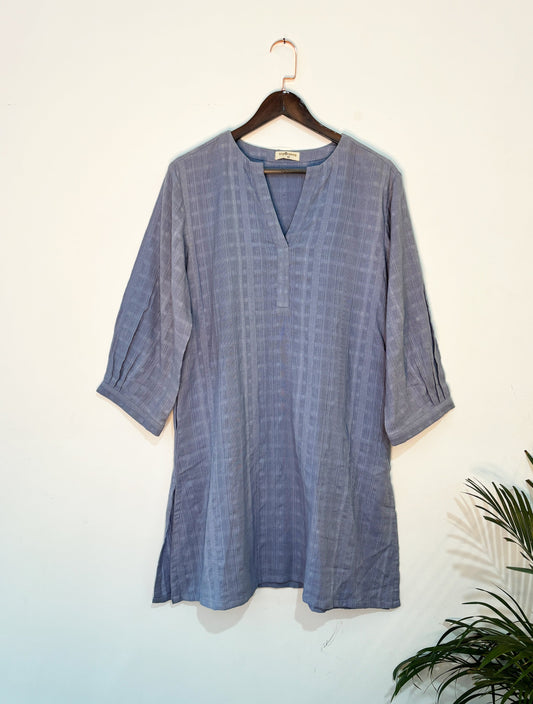 trueBrowns Light Blue Gauze Dobby Co-ord Set - Swadesiicart