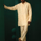 trueBrowns Men's Ivory Geometric Floral Viscose Silk Co-ord Set - Swadesiicart