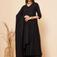 InWeave Women's Black Chikankari Long Anarkali Kurta Sharara Set W Dupatta - Swadesiicart