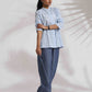 trueBrowns Blue Cotton Check Shirt Top Co-ord Set - Swadesiicart