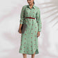 trueBrowns Green Cotton Embroidered Shirt Dress | Swadesiicart
