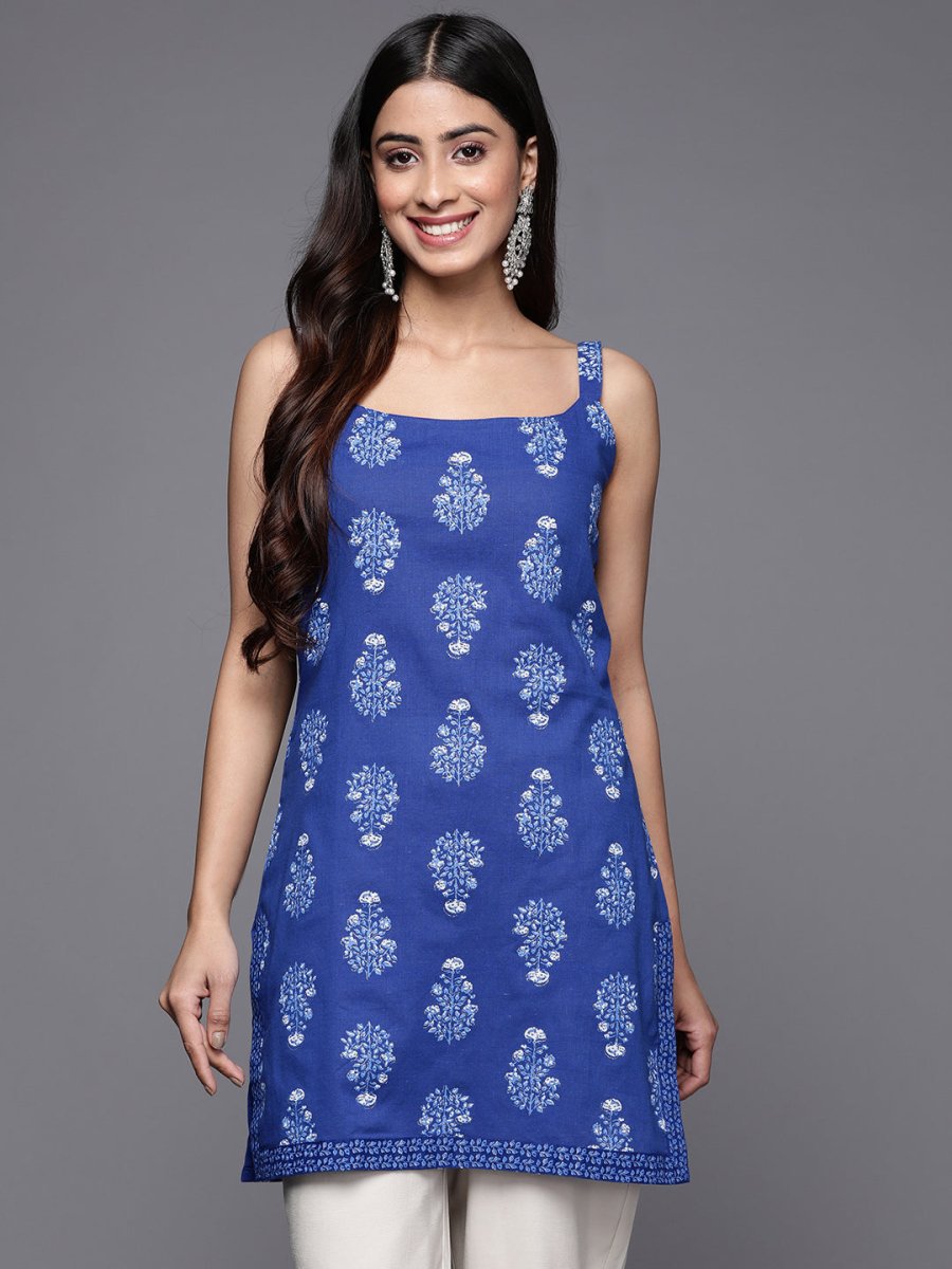 Ahalyaa Floral Printed Pure Cotton Tunic | Swadesiicart