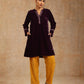trueBrowns Wine Velvet Placket Embroidered Co-ord Set - Swadesiicart
