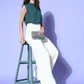 InWeave Women's Teal Lurex Tie Up Top - Swadesiicart