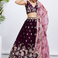 House of Panchhi Purple Pure Georgette Sequins And Thread Embroidery Lehenga Choli & Dupatta | Swadesiicart