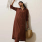 trueBrowns Brown Cotton Linen Kurta Pant Set | Swadesiicart
