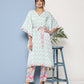 Ahalyaa Women Sea Green Floral Printed Gotta Patti Kurta with Trousers | Swadesiicart