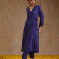 trueBrowns Spectrum Blue Gold Cotton Angrakha Kurta Set | Swadesiicart