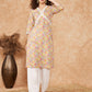 InWeave Women's Multi Floral Painted Alia Lace Work Straight Kurta - Swadesiicart