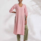 trueBrowns Red Cotton Stripe Straight Kurta Set | Swadesiicart