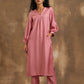trueBrowns Light Mauve Bandhani Printed Silk Kurta Pant Set | Swadesiicart