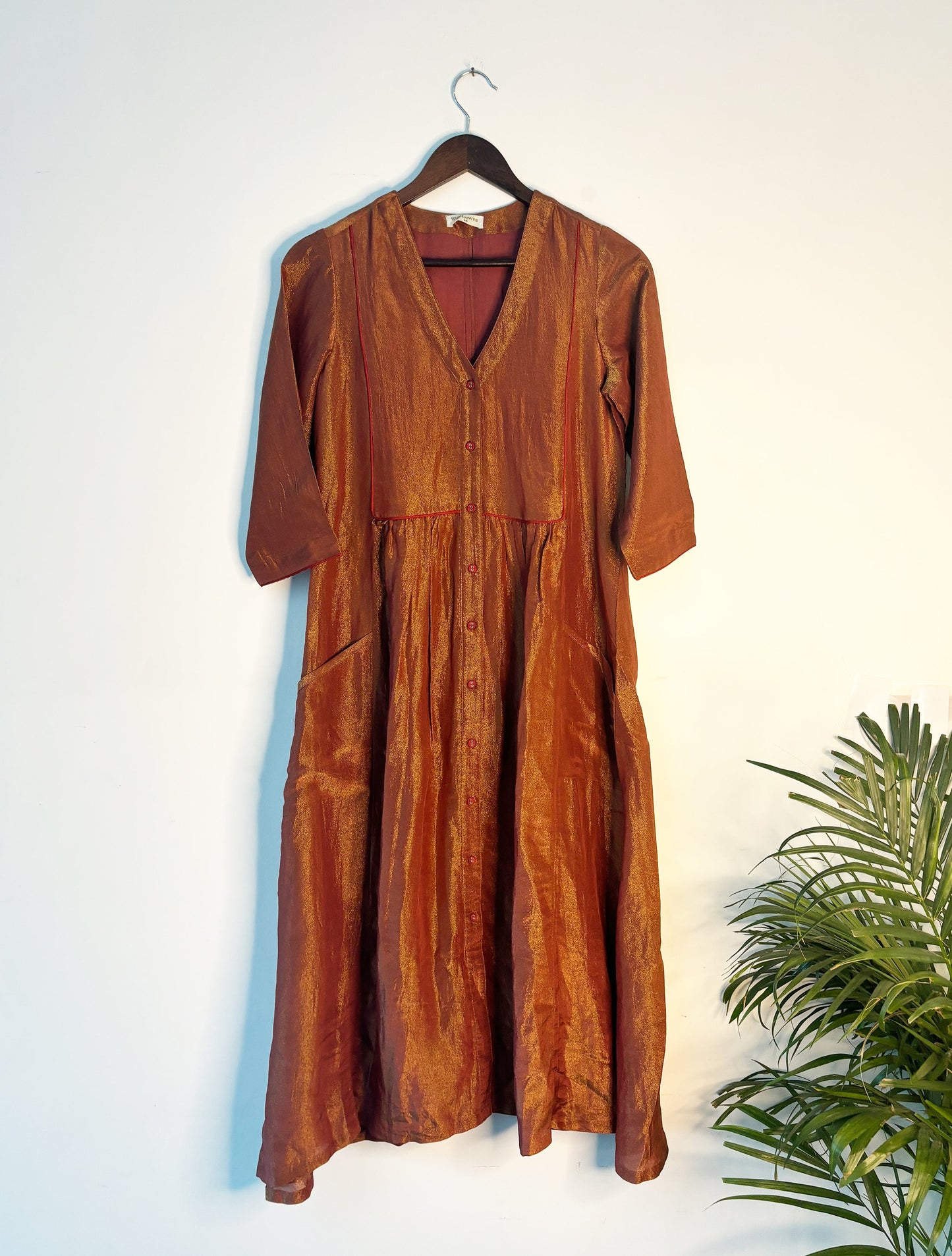 trueBrowns Bronze Tissue Kurta | Swadesiicart