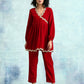 trueBrowns True Red Velvet Lace Co-Ord Set - Swadesiicart