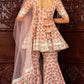 Pomcha Jaipur Peach Hand Block Cotton Sharara Set | Swadesiicart
