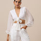 trueBrowns Chiffon White Dobby Tie Up Top | Swadesiicart