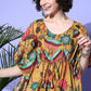 InWeave Women's Mustard Printed Kaftan Dress - Swadesiicart