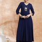 InWeave Women's Royal Blue Chikankari Long Anarkali Kurta Sharara Set - Swadesiicart