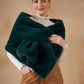 InWeave Women's Dark Teal Long Faux Fur Cape - Swadesiicart