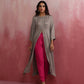 trueBrowns Grey High Slit Modal Kurta Set | Swadesiicart