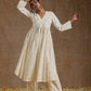 trueBrowns Ivory Gold Cotton Kalidar Kurta Set | Swadesiicart