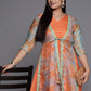Ahalyaa Plus Size V-Neck Maxi Ethnic Dress | Swadesiicart