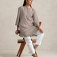 trueBrowns Light Grey Cotton Blend Short Kurta | Swadesiicart