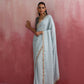 trueBrowns Grey Muslin Silk Saree | Swadesiicart
