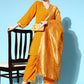InWeave Women's Mustard Velvet Kurta Set With Mustard Gold Dupatta - Swadesiicart