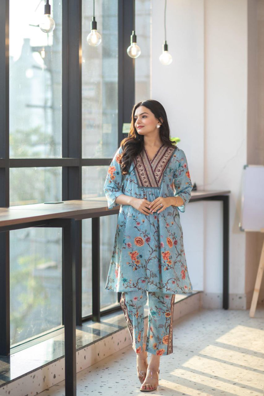 NOZ2TOZ Women's Rayon Floral Printed Co-ords Set - Swadesiicart