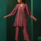 trueBrowns Light Mauve Silk Front Pleat Co-ord Set - Swadesiicart