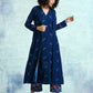 trueBrowns Blue Embroidered Velvet Overlay Jacket | Swadesiicart