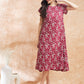 InWeave Women's Wine Cream Floral Print A Line Dress - Swadesiicart
