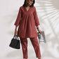 trueBrowns Pink Slub Pleated Co-ord Set - Swadesiicart