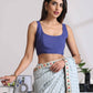 trueBrowns Blue Muslin Solid Sleeveless Blouse | Swadesiicart