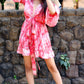 Noroke Vintage Crepe Red Printed Beachwear Cover Up Kimono | Swadesiicart