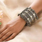 Tehzeeb Creations Women's Silver Colour Oxidised Bangle With Kundan - Swadesiicart