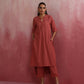 trueBrowns Peach High low Cotton Dobby Kurta Set | Swadesiicart