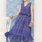 InWeave Women's Blue Floral Paisley Print Long Frill Dress - Swadesiicart