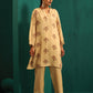 trueBrowns Beige Floral Bunch Muslin Silk Printed Relaxed Co-ord Set - Swadesiicart