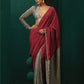 trueBrowns Grey Maroon Silk Ready to Wear Saree | Swadesiicart