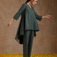 trueBrowns Dark Green Gold Cotton High-Low Co-Ord Set - Swadesiicart