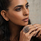 trueBrowns Silver Tone Floral Circular Ring | Swadesiicart