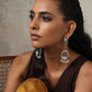 trueBrowns Silver Tone Floral Chandbaali Earrings - Swadesiicart