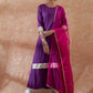 InWeave Women's Purple Gota Work Anarkali Kurta Set W Dupatta - Swadesiicart