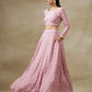 trueBrowns Light Mauve Bandhani Printed Silk Top Skirt Set - Swadesiicart