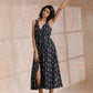 trueBrowns Black White Geometric Print Cotton Sleeveless Wrap Dress | Swadesiicart