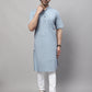 Even Apparels Blue Pure Cotton Kurta With Band Collar | Swadesiicart