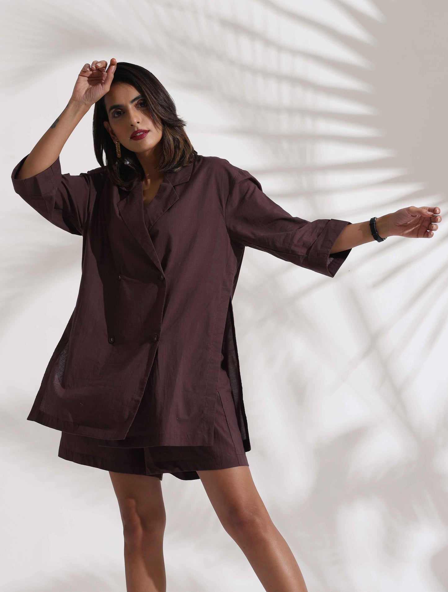 trueBrowns Cola Cotton Print Jacket & Short Co-ord Set - Swadesiicart