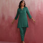 trueBrowns Green Straight Kurta Co-ord Set - Swadesiicart